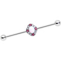 14G White Synthetic Opal Glam Oval Industrial Barbell 38mm