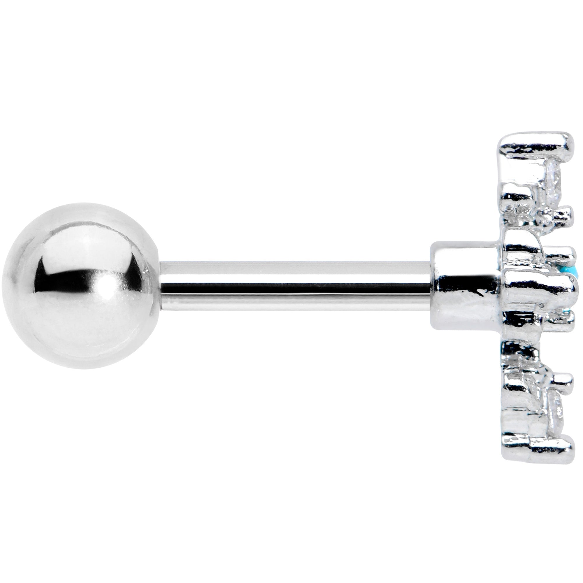 16G 1/4 Clear Blue Gem Renaissance Cross Cartilage Tragus Earring