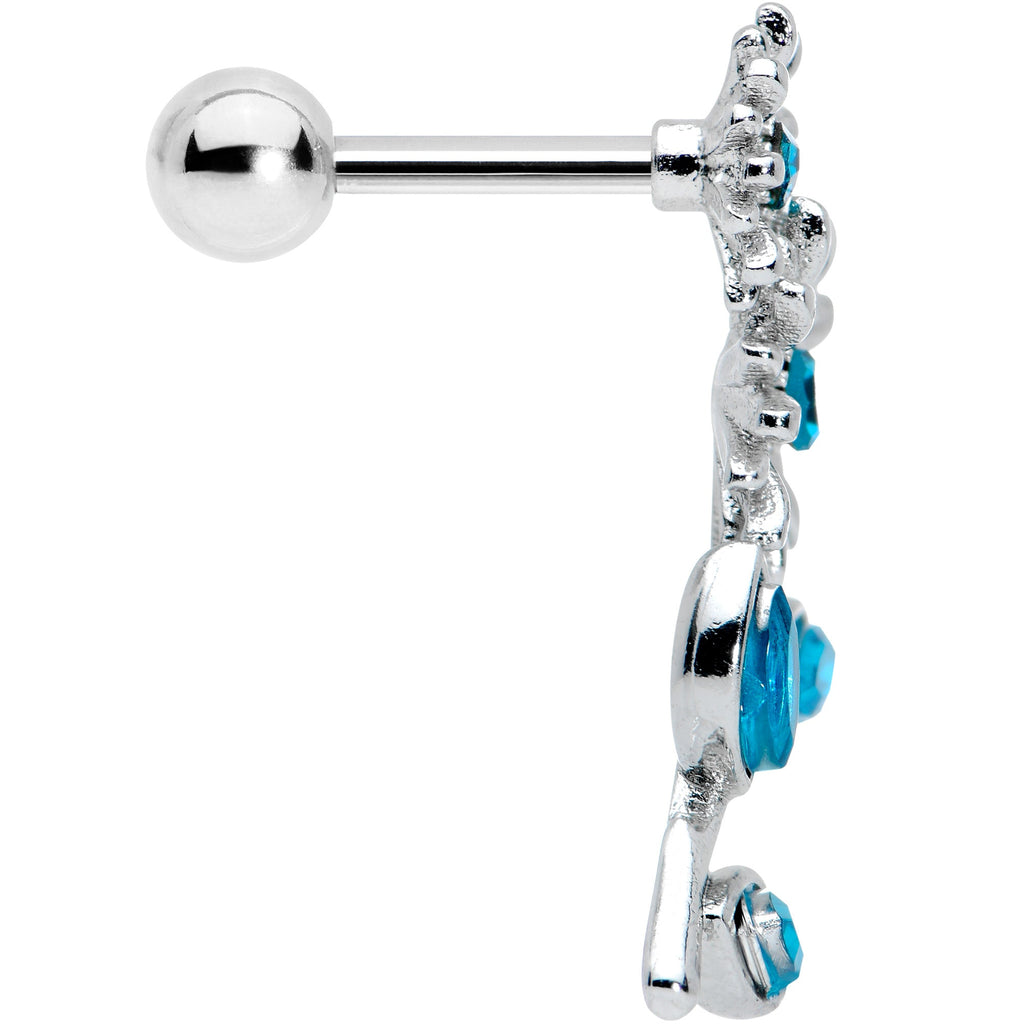 16G 1/4 Blue Gem Sunflower Blossoms Cartilage Tragus Earring
