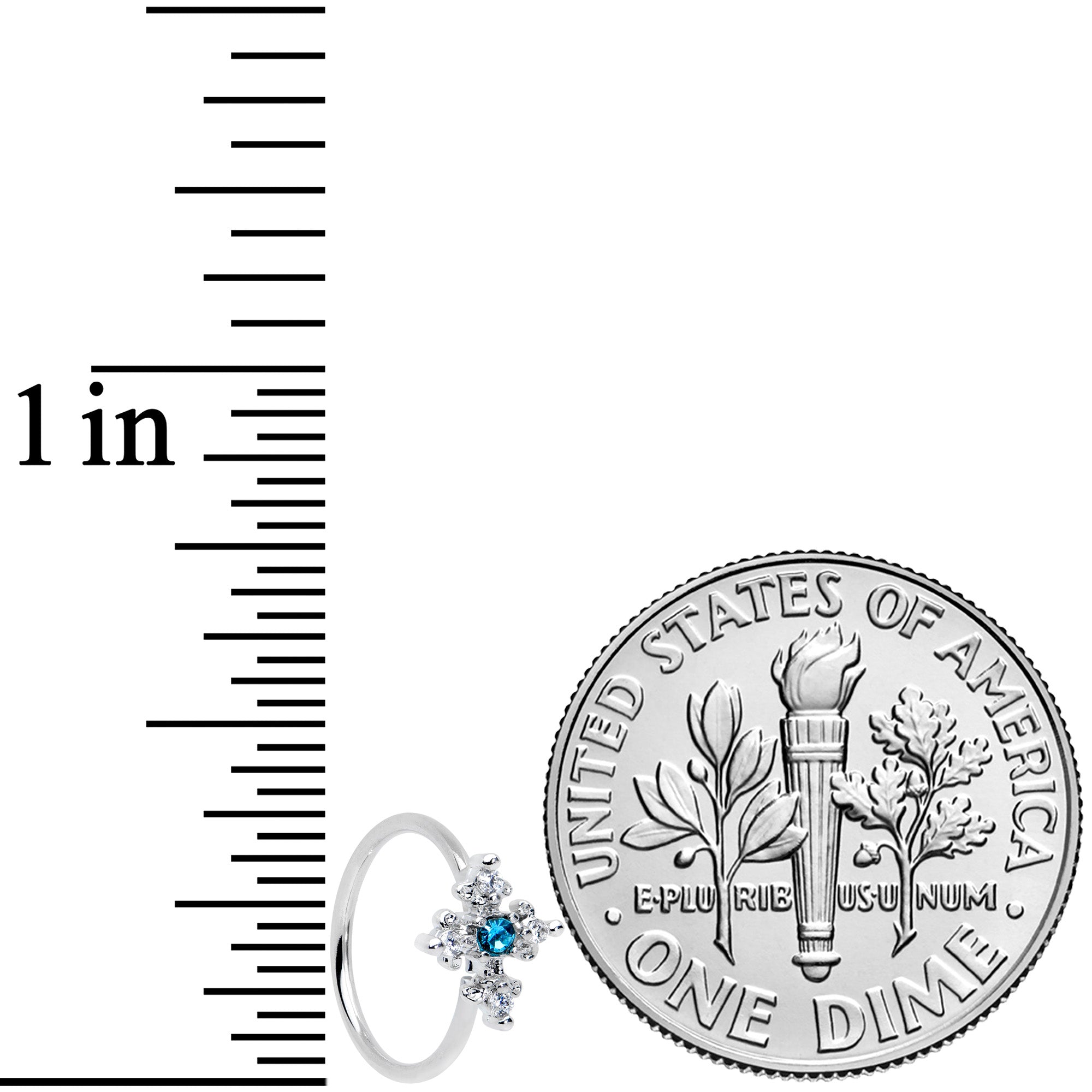 20G 5/16 Clear Blue Gem Renaissance Cross Nose Hoop