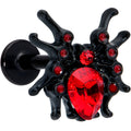 16G 5/16 Red Gem Black Spider Halloween Labret Monroe Tragus