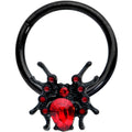 16G 3/8 Red Gem Black Spider Halloween Hinged Segment Ring
