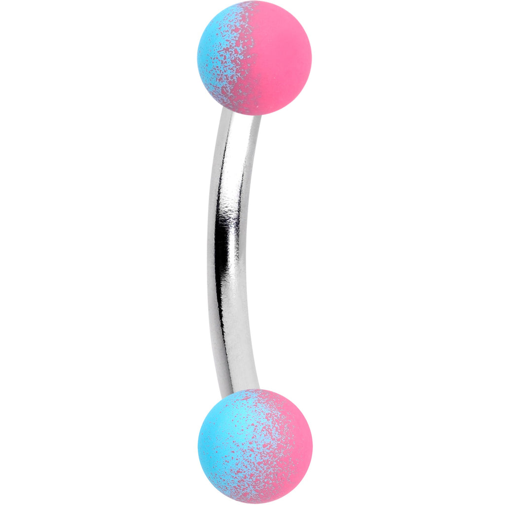 16G 5/16 Red Pink Ombre Soft Finish Curved Eyebrow Ring Set of 4
