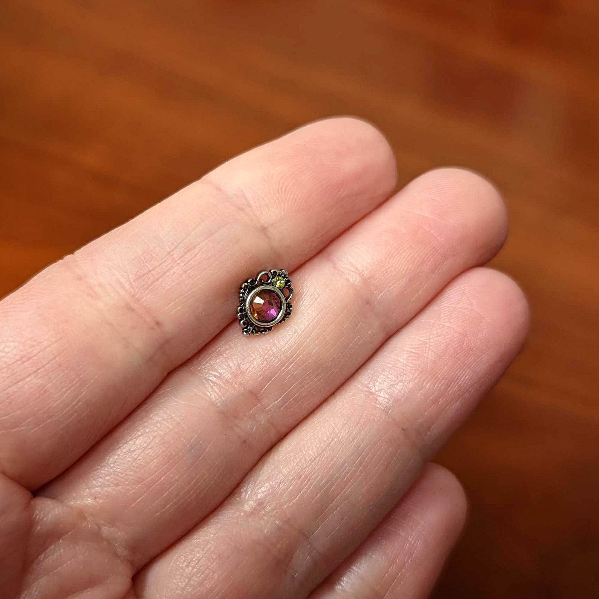 16G 1/4 Orange Green Tourmaline Fire Labret Monroe Tragus