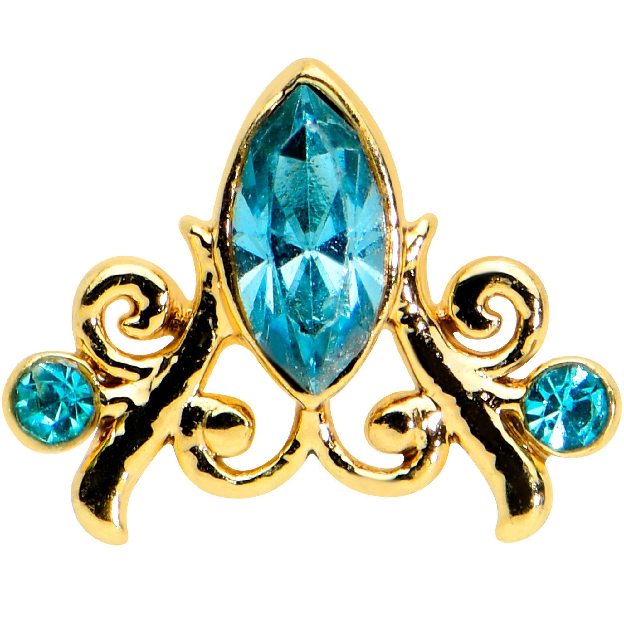 16G 5/16 Blue Gem Gold Tone Elegant Diadem Labret Monroe Tragus