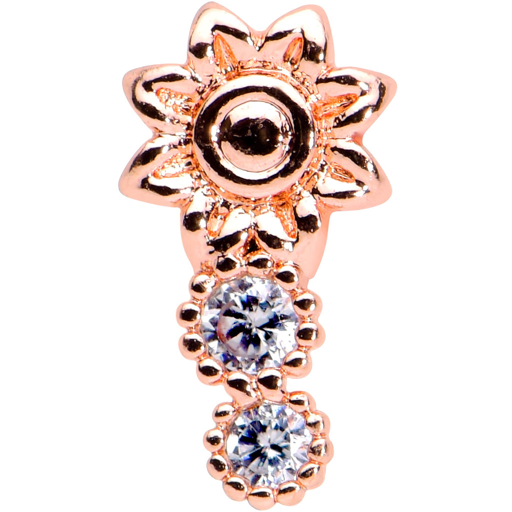 16G 5/16 Clear CZ Gem Rose Gold Tone Lil Sun Labret Monroe Tragus
