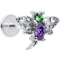 16G 5/16 Purple Green Gem Dragonfly Labret Monroe Tragus