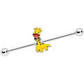 14G Bow Tie Yellow Red Giraffe Industrial Barbell 38mm