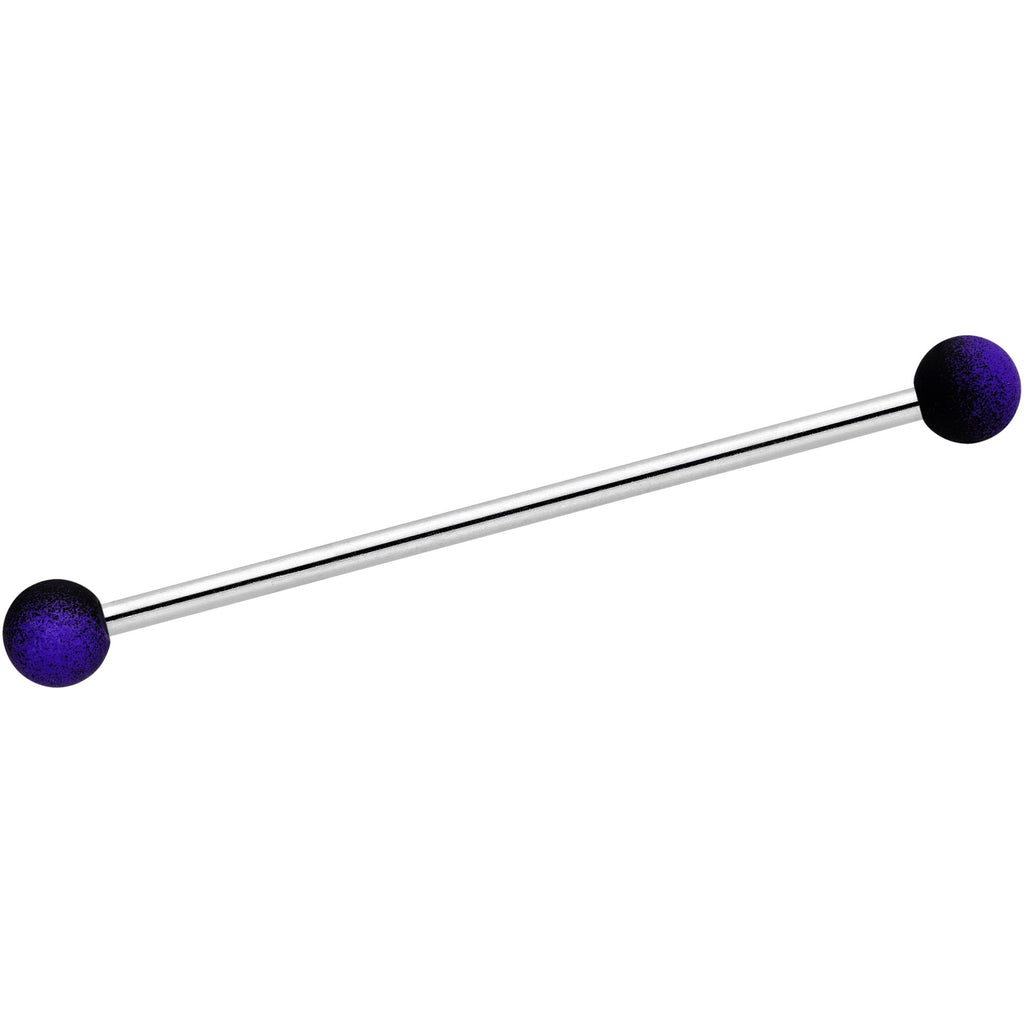14G Purple Black Ombre Soft Finish Industrial Barbell 38mm