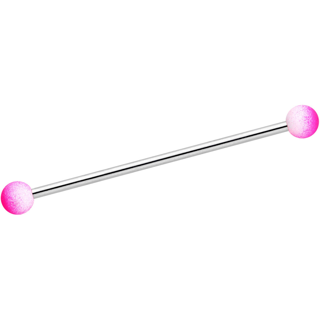 14G Pink White Ombre Soft Finish Industrial Barbell 38mm