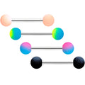 Black Peach Blue Pink Ombre Soft Finish Barbell Tongue Ring Set of 4
