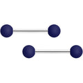 14G 9/16 Navy Blue Soft Finish Barbell Nipple Ring Set