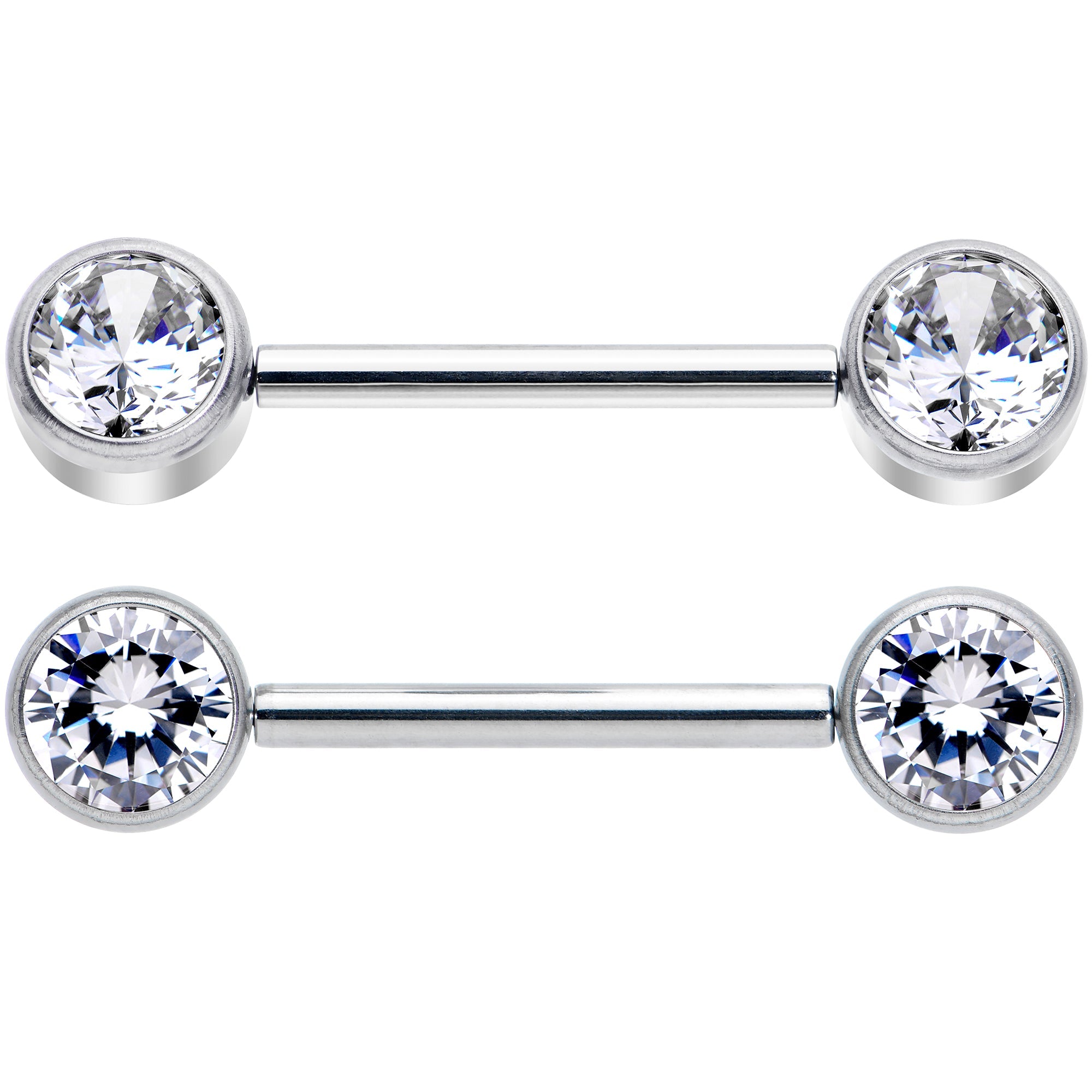 14G 9/16 Clear CZ Gem G23 Titanium Threadless Nipple Ring Set