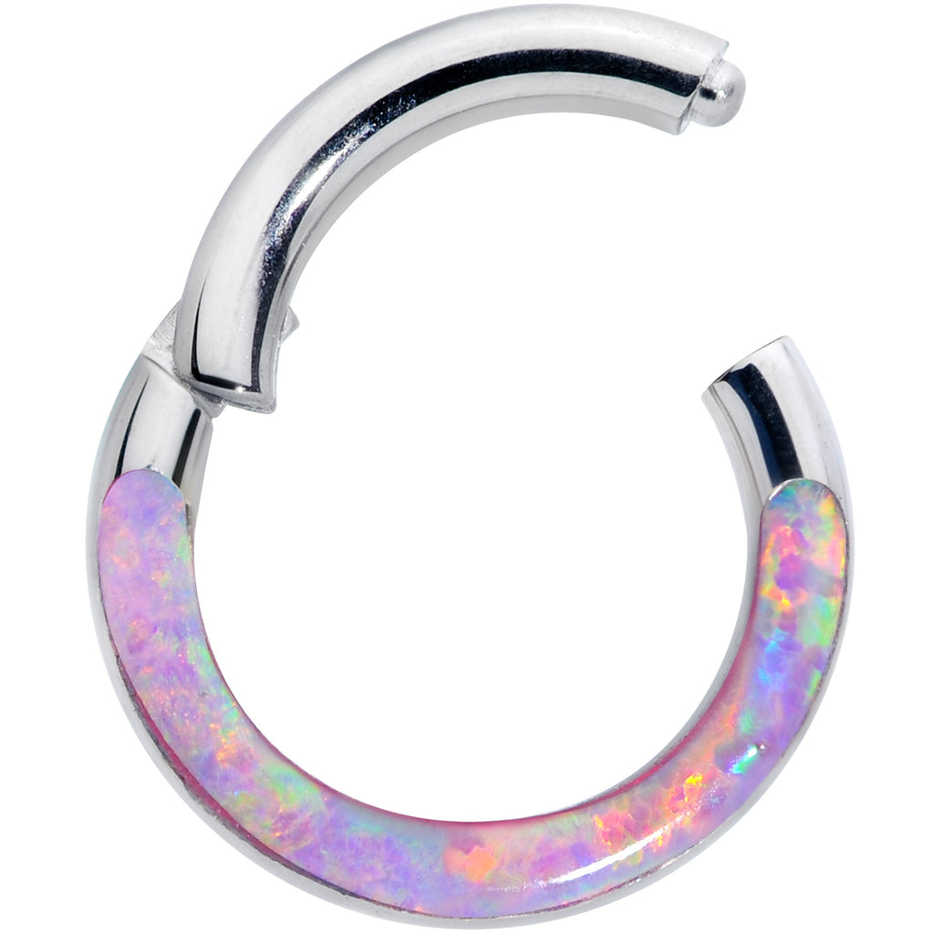 16G 1/4 Pink Synthetic Opal Implant Grade Titanium Segment Ring