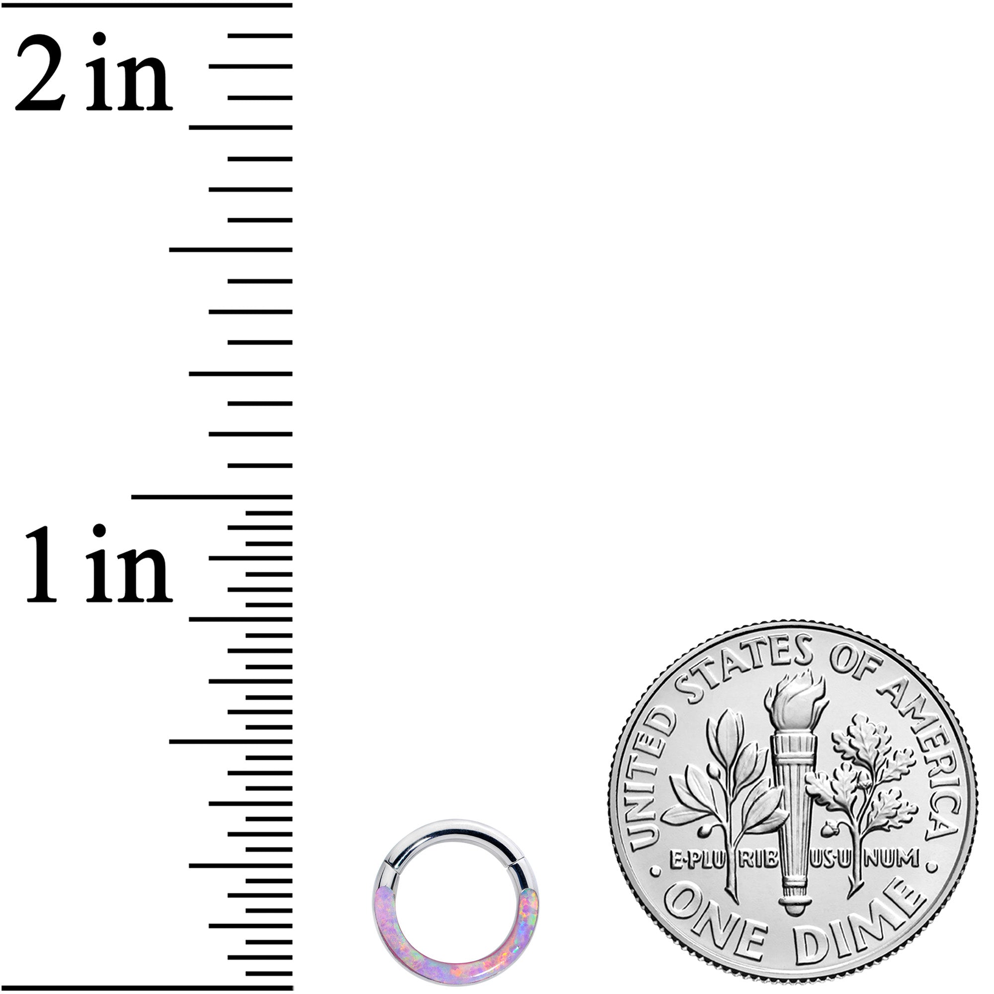 16G 1/4 Pink Synthetic Opal Implant Grade Titanium Segment Ring
