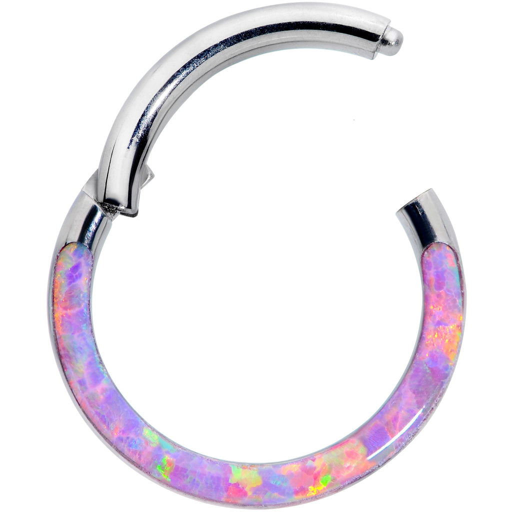 16G 5/16 Pink Synthetic Opal Implant Grade Titanium Segment Ring