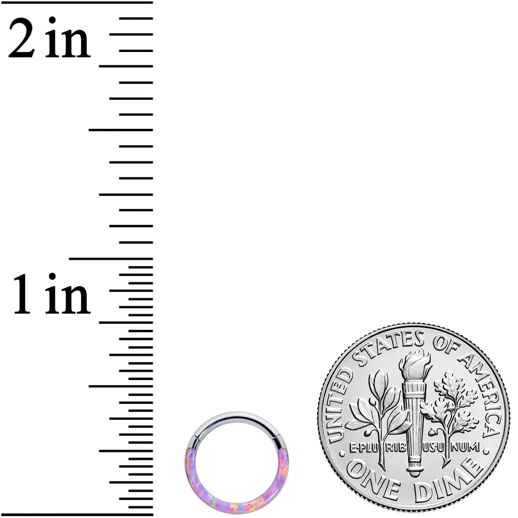 16G 5/16 Pink Synthetic Opal Implant Grade Titanium Segment Ring