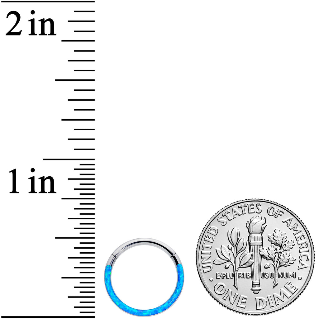 16G 3/8 Blue Synthetic Opal Implant Grade Titanium Segment Ring