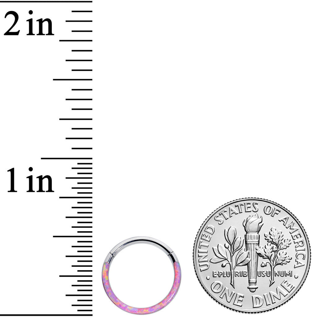16G 3/8 Pink Synthetic Opal Implant Grade Titanium Segment Ring
