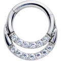 16G 1/4 Clear CZ Gem G23 Titanium Double Row Cartilage Clicker