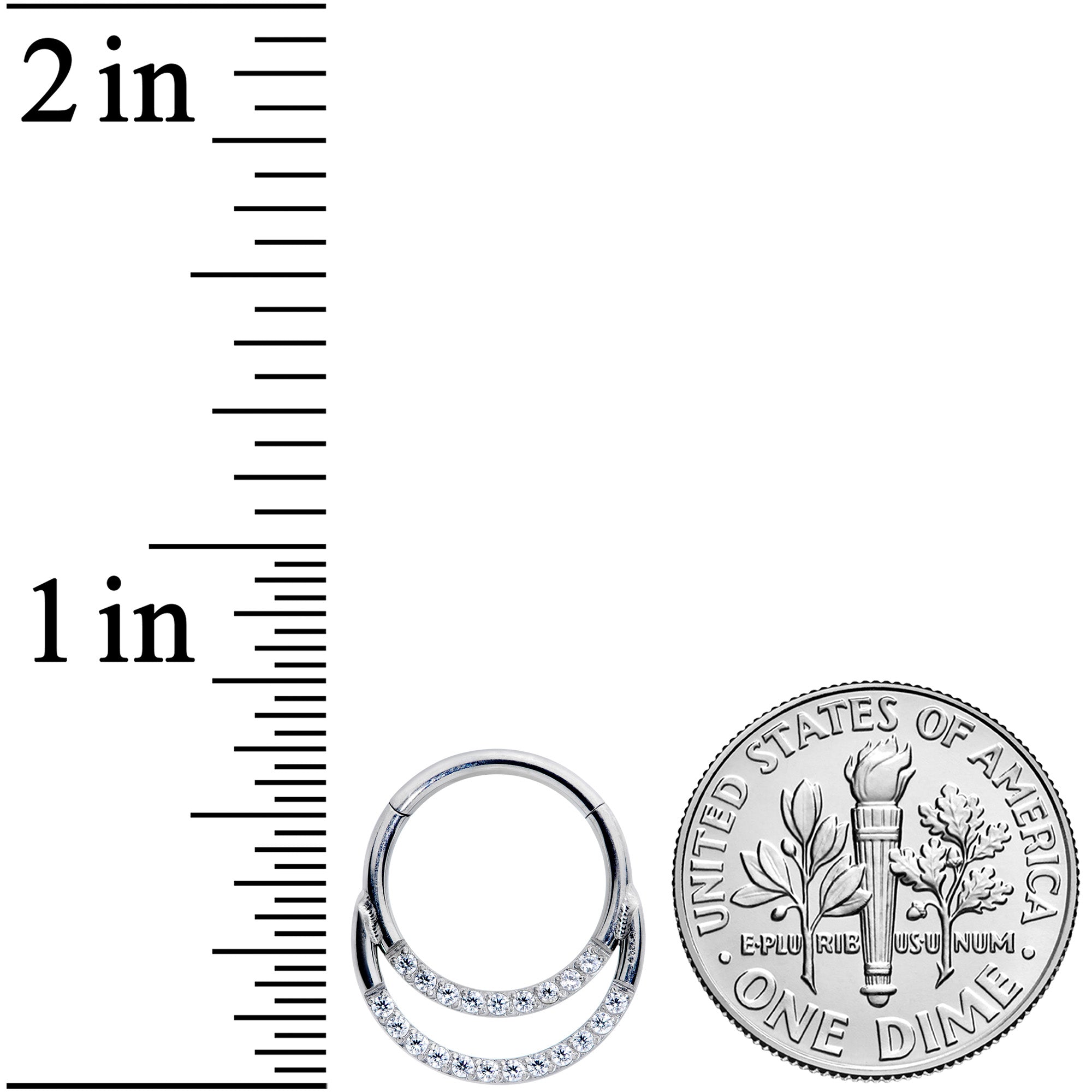 16G 3/8 Clear CZ Gem G23 Titanium Double Row Cartilage Clicker