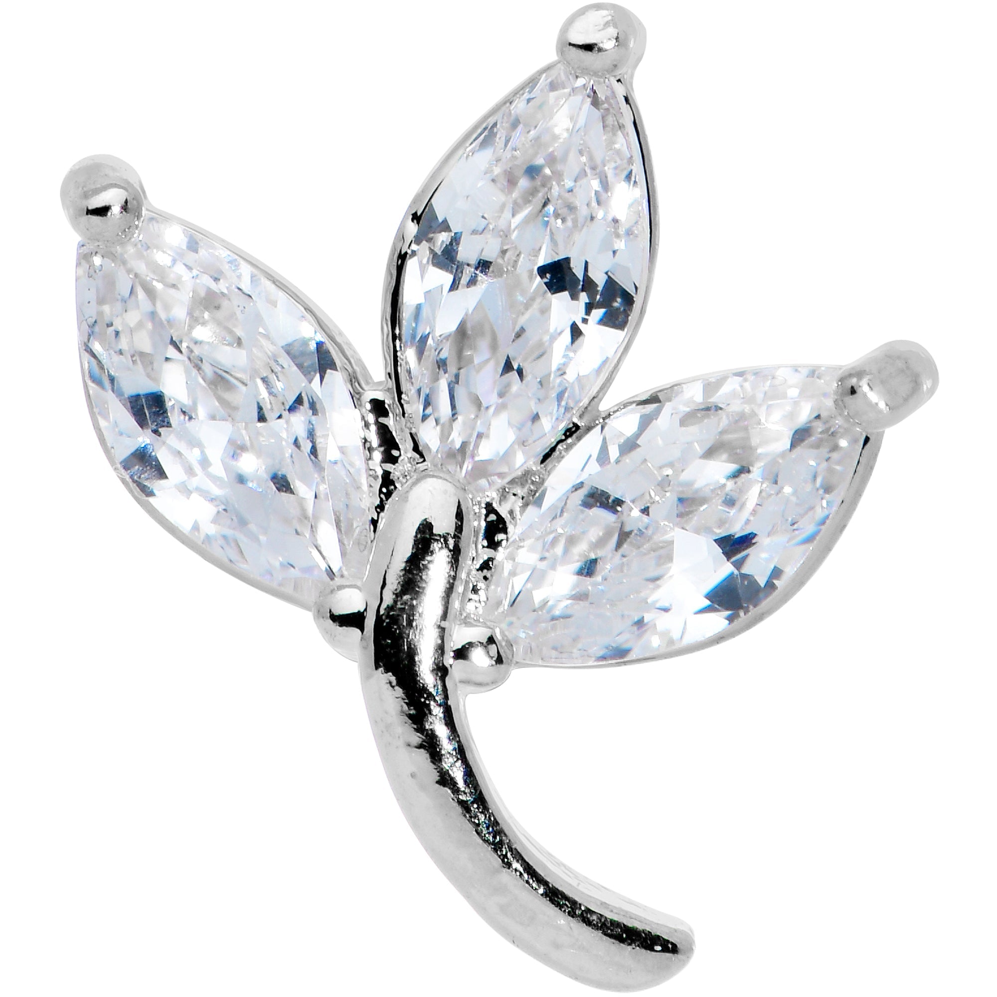 16G 1/4 Clear CZ Gem Leaves Internally Threaded Labret Tragus