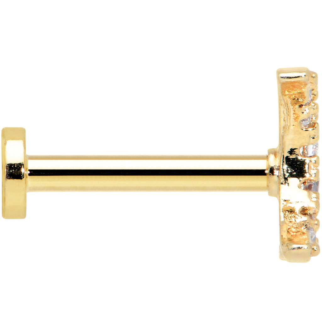 16G 5/16 Clear CZ Gem Gold Tone Moon Internal Thread Labret