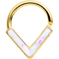 16G 5/16 White Faux Opal Gold Hue Chevron Cartilage Closure Ring