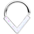 16G 5/16 White Faux Opal Chevron Cartilage Closure Ring