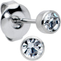 4mm Cubic Zirconia Bezel G23 Titanium Post Stud Earrings