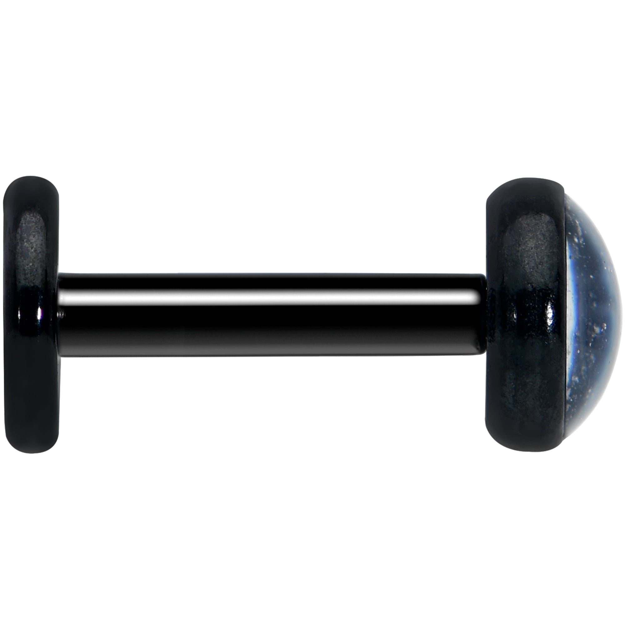 16G 1/4 White Faux Opal Black Internal Thread Labret Tragus