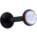 16G 5/16 White Faux Opal Black Internally Threaded Labret Tragus