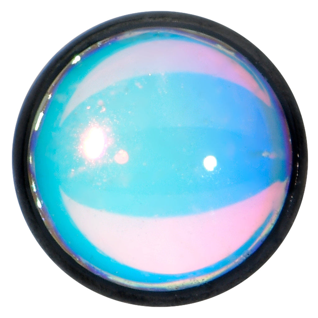 16G 5/16 White Faux Opal Black Internally Threaded Labret Tragus