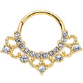 16G 3/8 Clear Gem Gold Tone Tiny Tiara Hinged Segment Ring