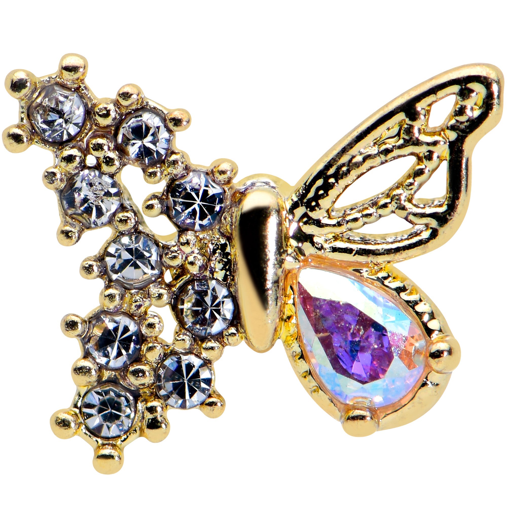 16G 1/4 Clear Aurora Gem Super Glam Butterfly Cartilage Tragus