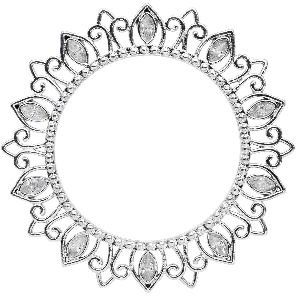 Clear Gem Floral Lotus Screw Fit Tunnel Plug Set