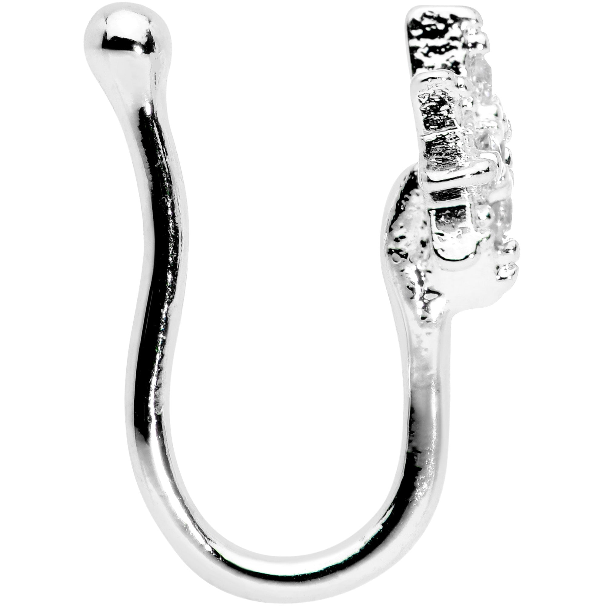 Clear Gem Compass Star Clip On Fake Nose Ring