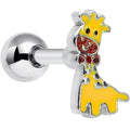 16G 1/4 Bow Tie Yellow Red Giraffe Cartilage Tragus Earring