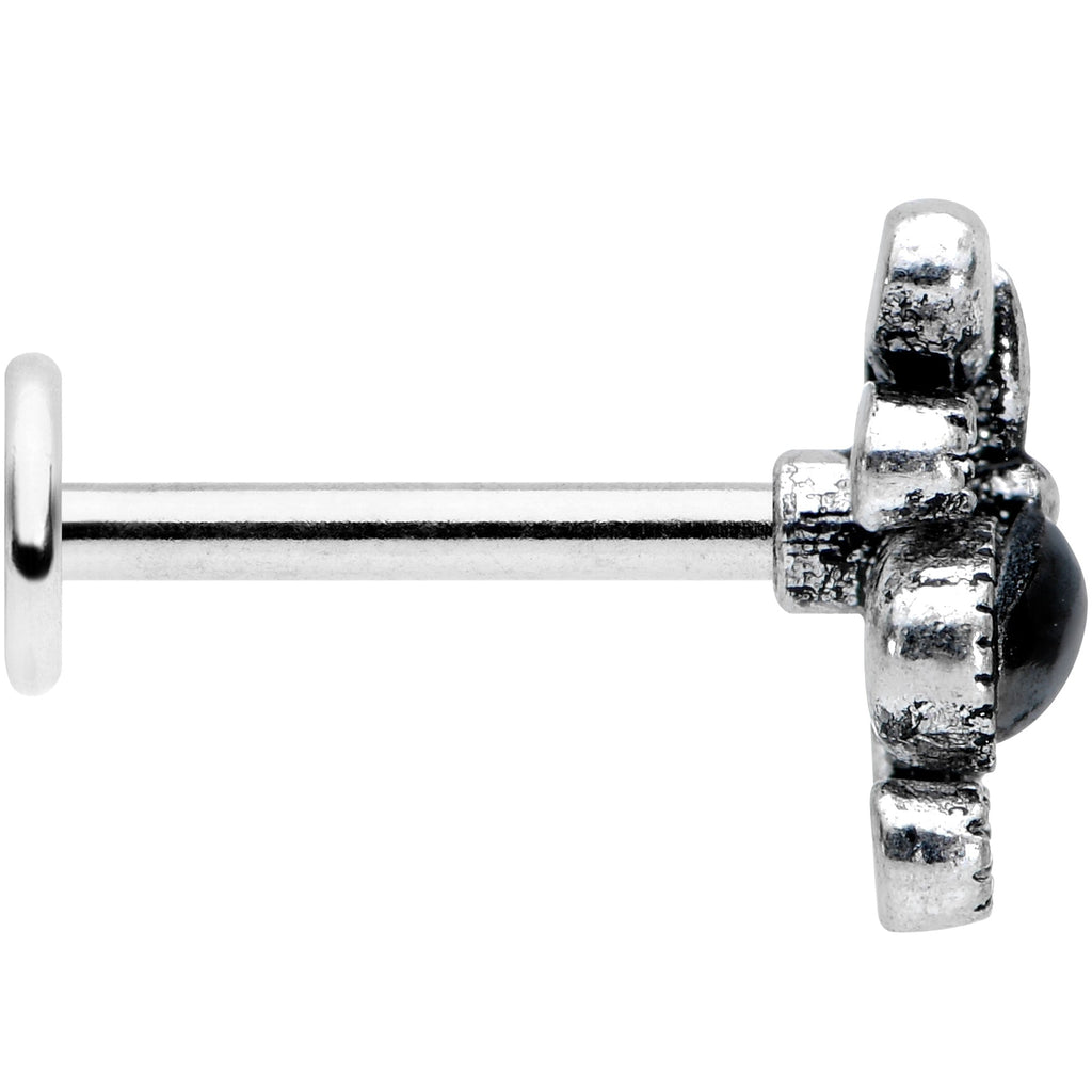 16G 5/16 Black Gem Abstract Bow Labret Monroe Tragus