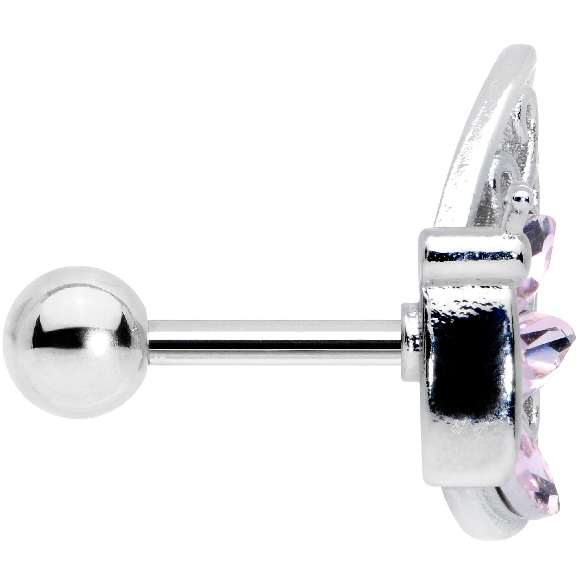 16G 1/4 Pink Gem Lacy Butterfly Cartilage Tragus Earring