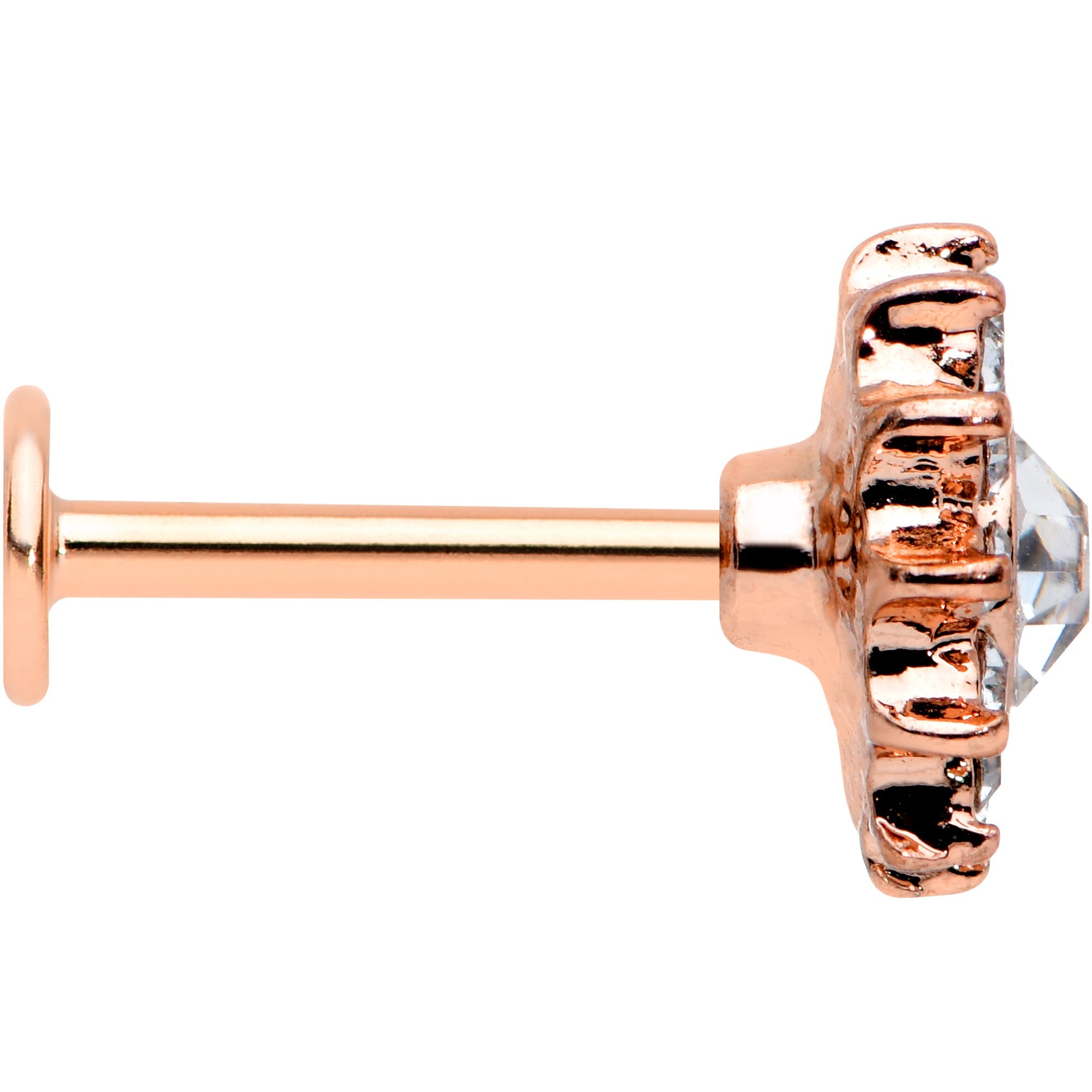 16G 5/16 Clear Gem Rose Gold Hue Stylish Sun Labret Monroe Tragus