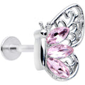 16G 5/16 Pink Gem Lacy Butterfly Labret Monroe Tragus