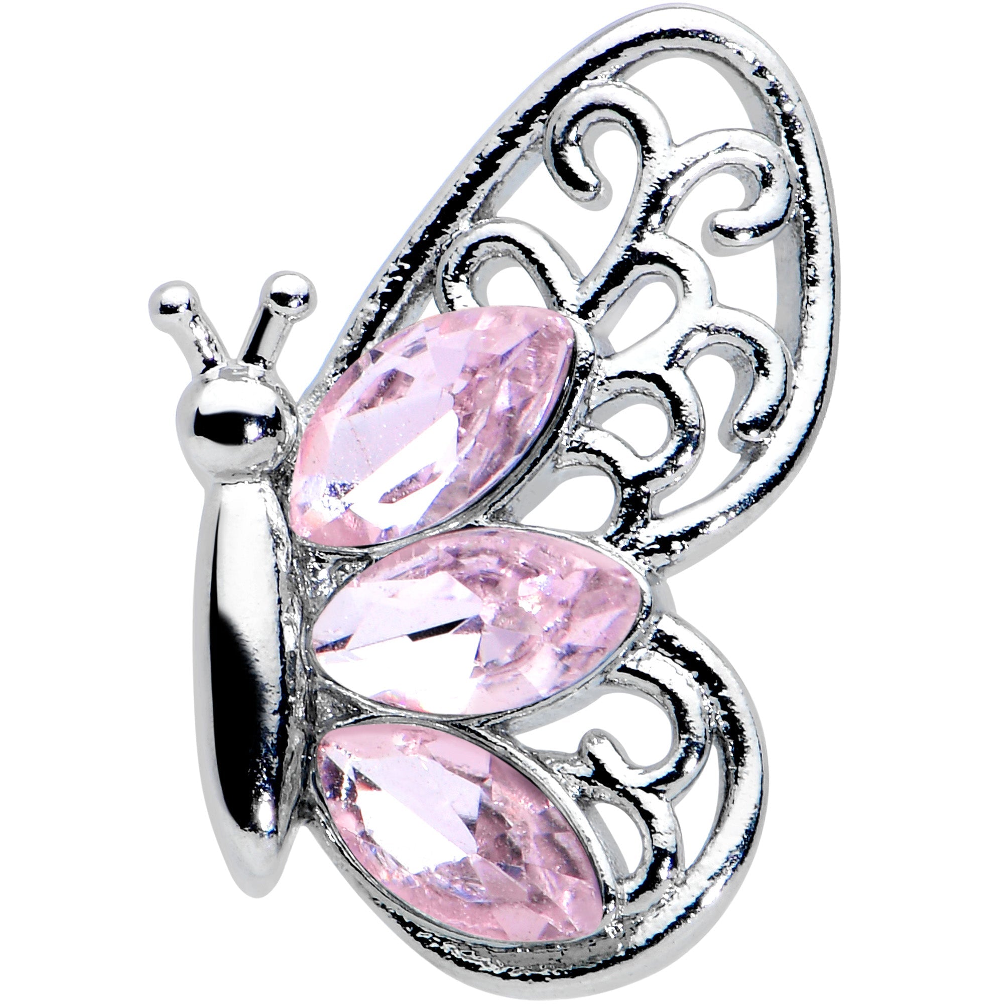 16G 5/16 Pink Gem Lacy Butterfly Labret Monroe Tragus