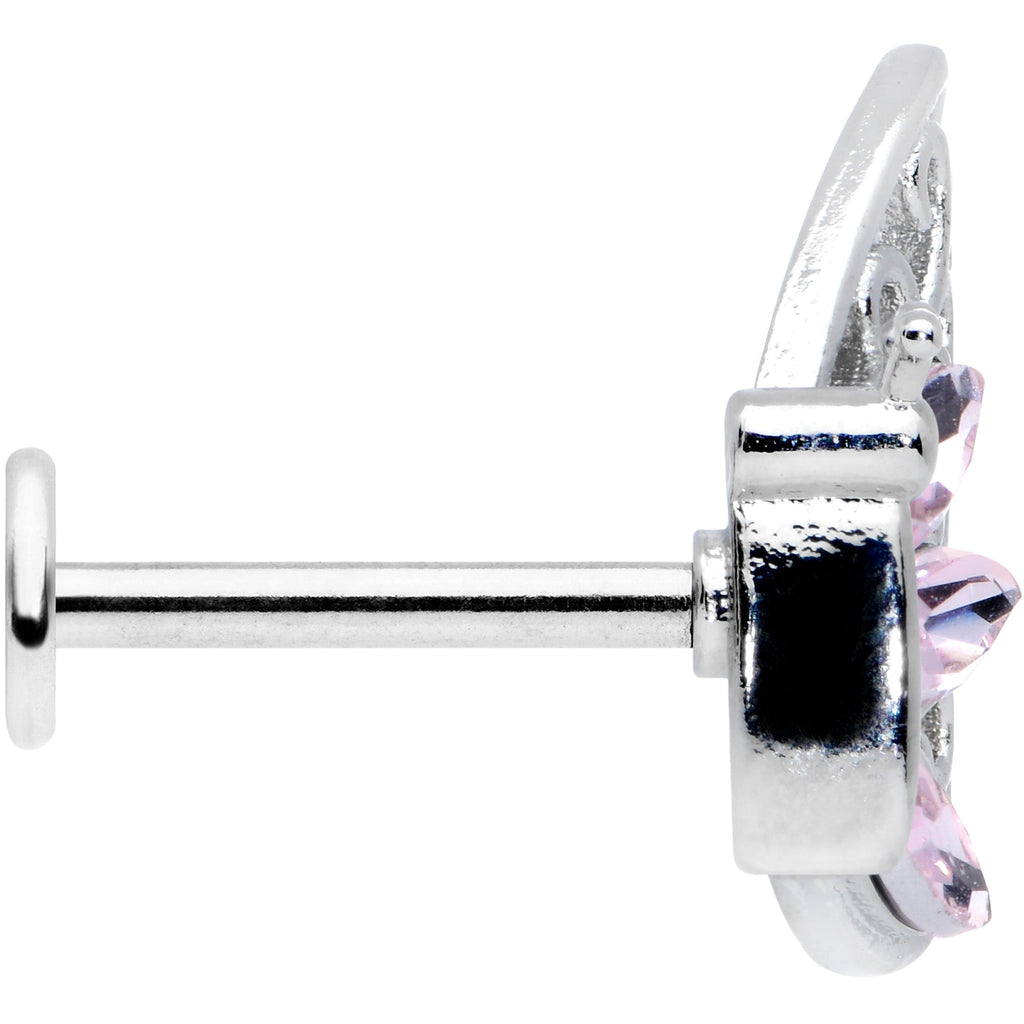 16G 5/16 Pink Gem Lacy Butterfly Labret Monroe Tragus
