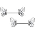 14G 9/16 Clear Gem Lacy Butterfly Barbell Nipple Ring Set