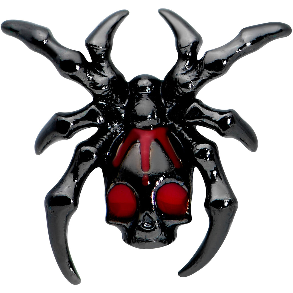 16G 5/16 Red Gem Black Spider Skull Halloween Labret Monroe Tragus