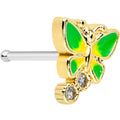 20G 1/4 Clear CZ Gem Sweet Green Wing Butterfly Nose Bone