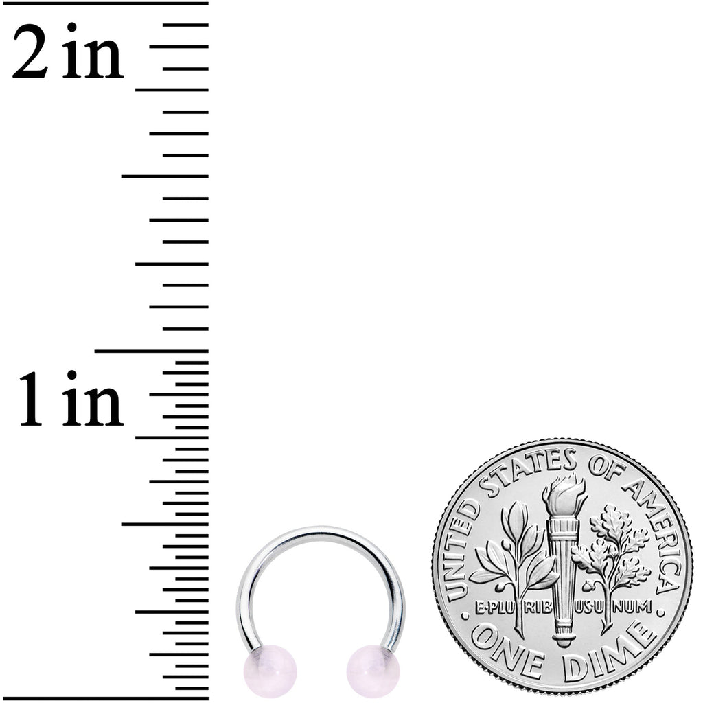 16G 3/8 Pink Stone Ball End Internally Threaded Horseshoe