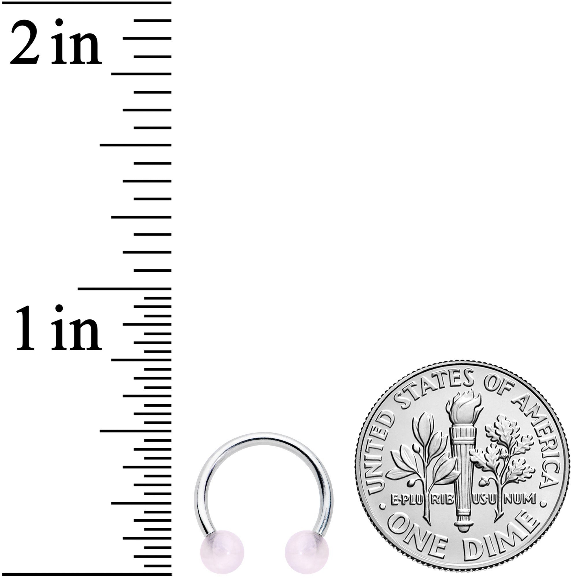 16G 3/8 Pink Stone Ball End Internally Threaded Horseshoe