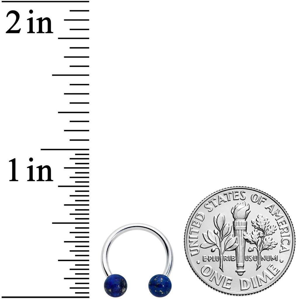 16G 3/8 Blue Stone Ball End Internally Threaded Horseshoe